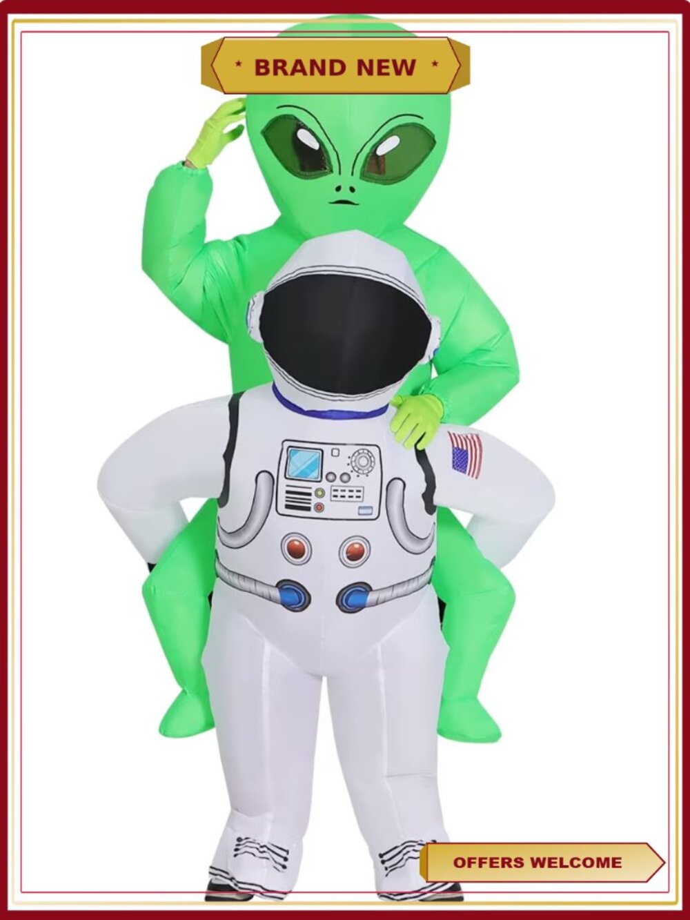 Inflatable Astronaut Carrying Alien Costume Adult Halloween Blow Up